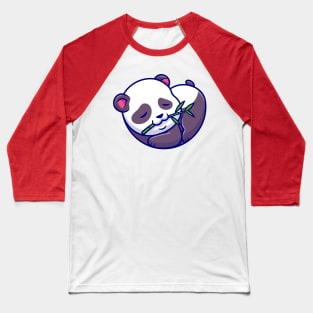 Cute Panda Sleeping And Eating Bamboo Cartoon Baseball T-Shirt